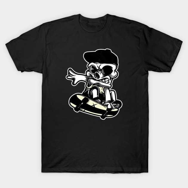 Skull playing skateboard T-Shirt by American VIP